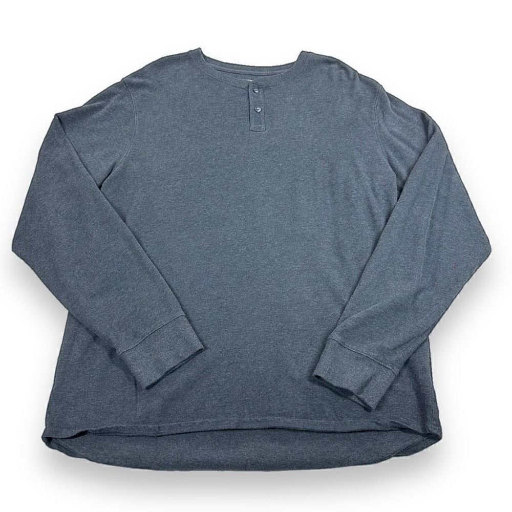 Lands End Thermal‎ Shirt Mens Size Large L Gray Long Sleeve Pullover